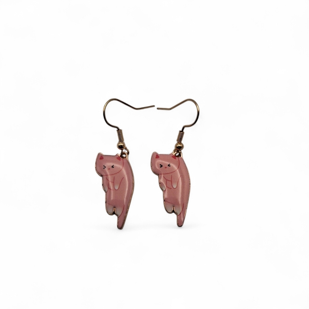 NWT Pink Cat Drop Earrings
